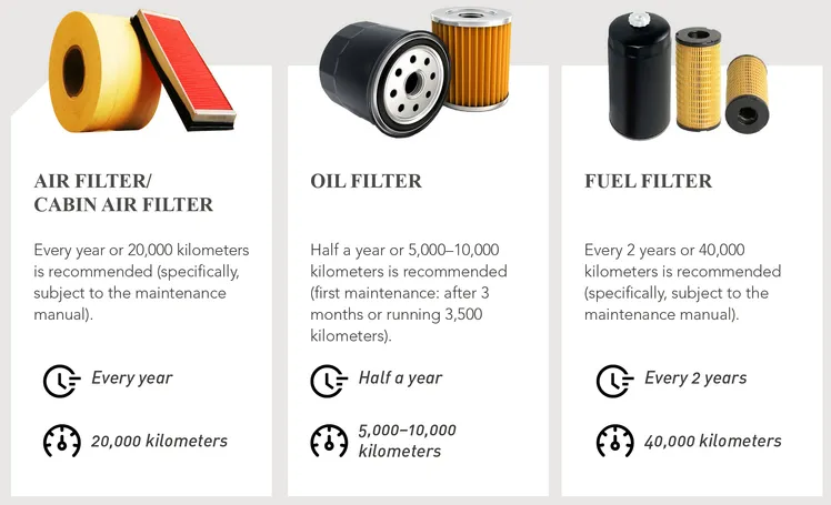 assortment of automotive filters including oil, air, fuel, and cabin filters